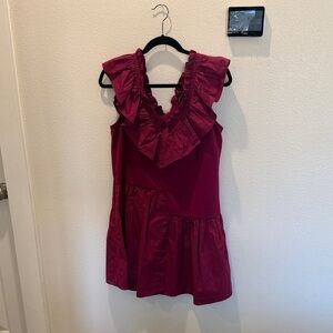 English Factory Magenta Ruffled Top